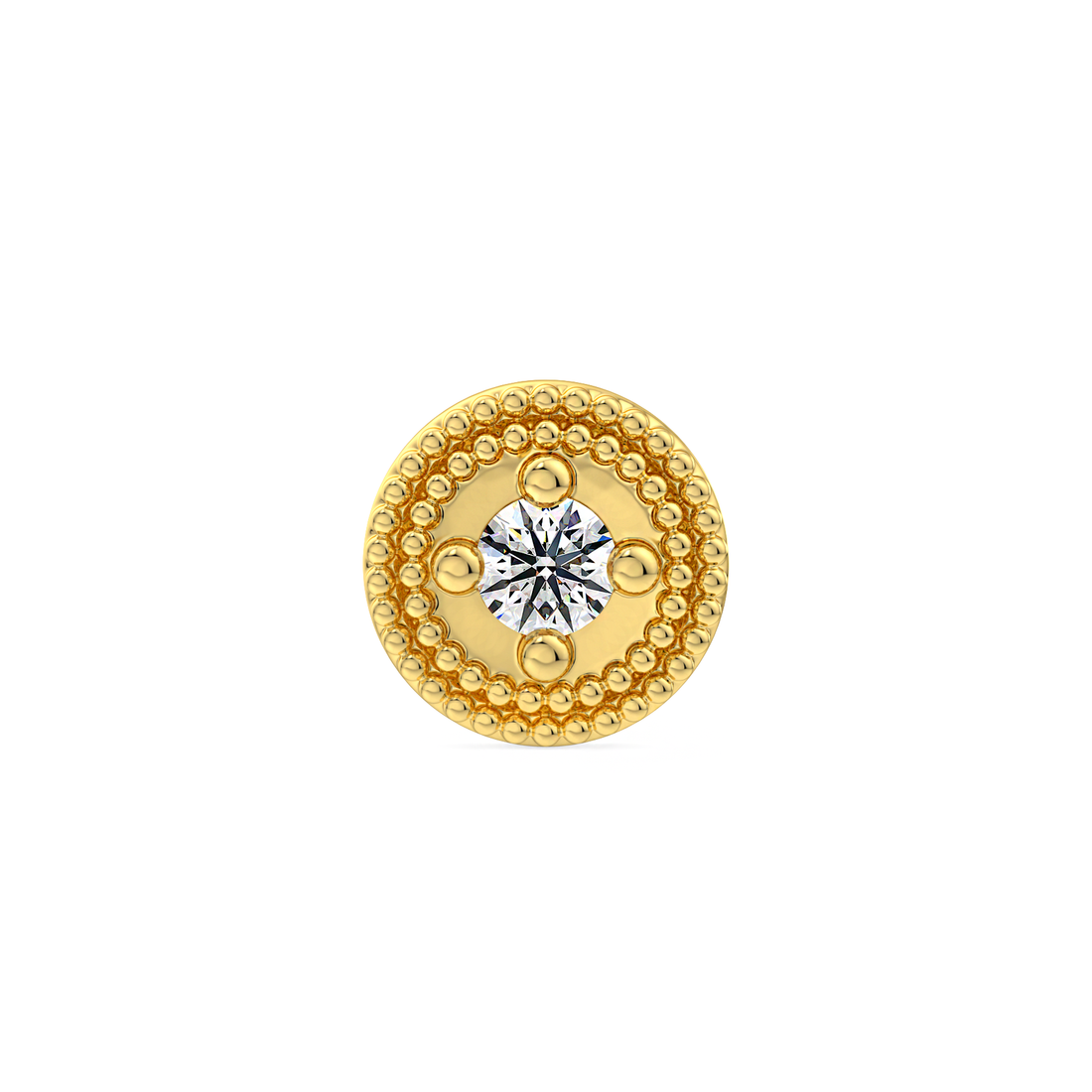 Double Millgrain Round Prong End With Diamond