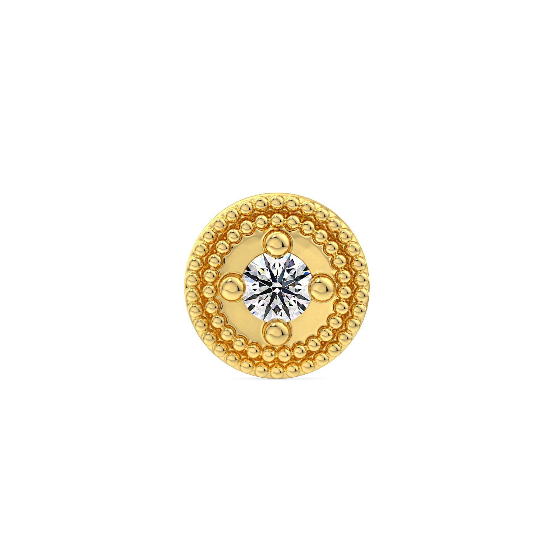 Double Millgrain Round Prong End With Diamond