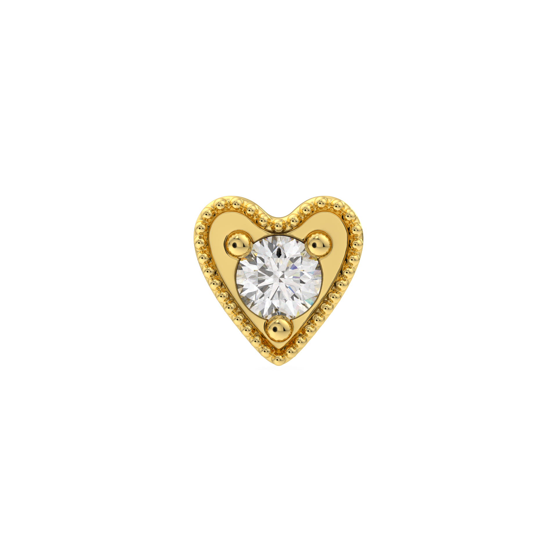 Millgrain Heart End With Diamond