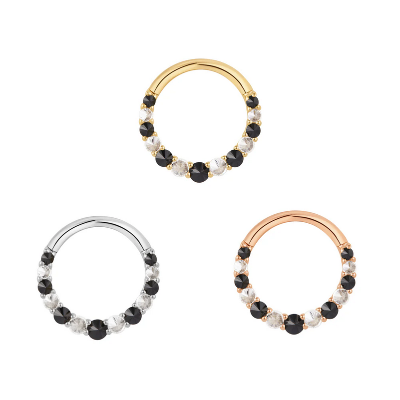 Eclipse with Black Spinel and CZ Clicker — Buddha