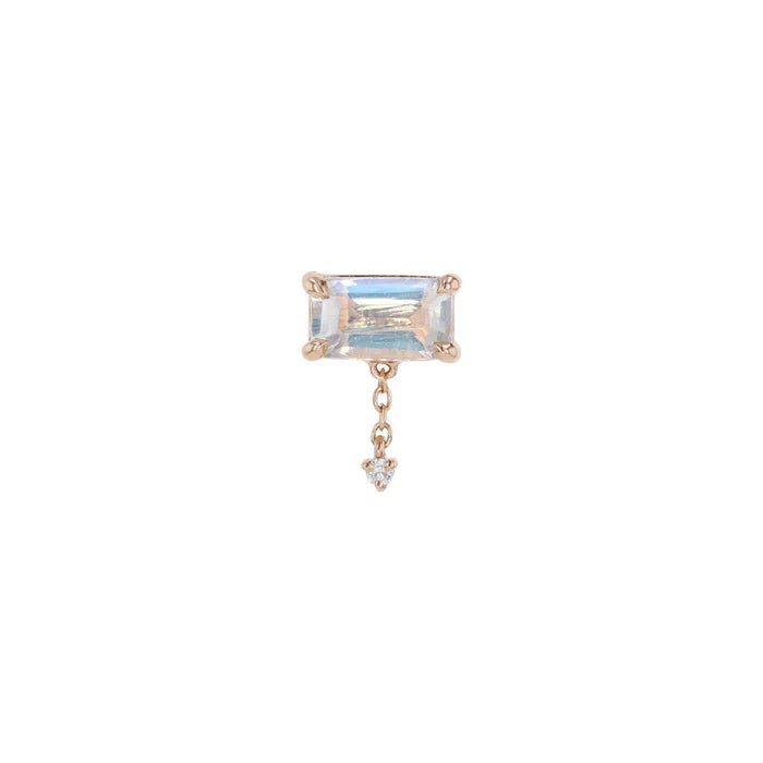 Emerald Cut Moonstone with Diamond and Chain Dangle from Modern Mood