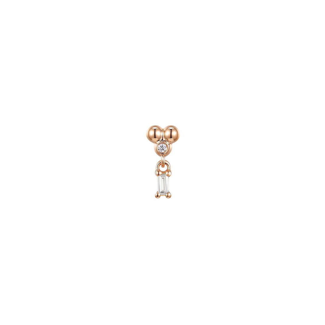 Ezra 3 Prong Baguette Dangle - Diamond