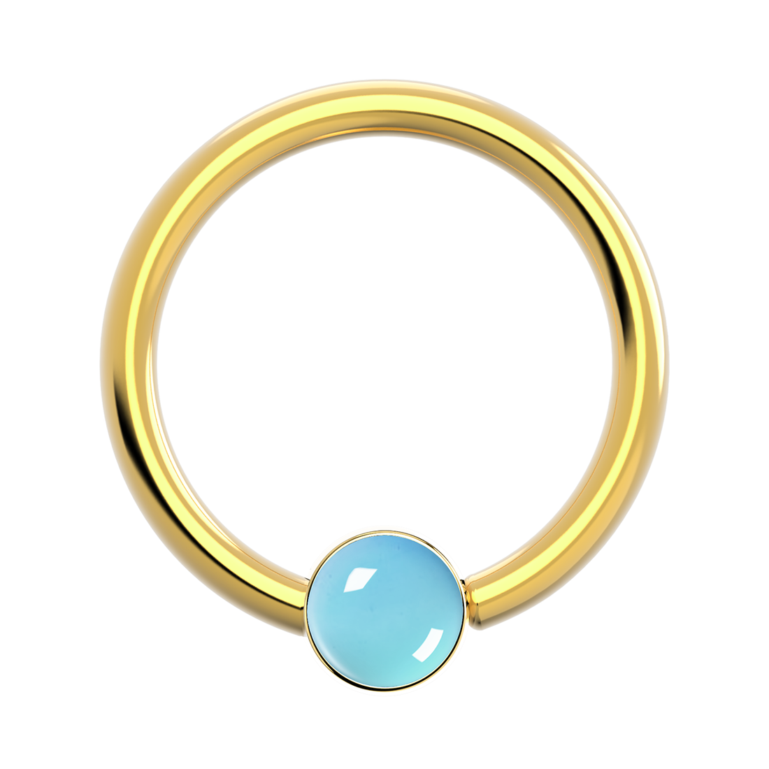 18g Gold Fixed Bezel Ring With Genuine Stone