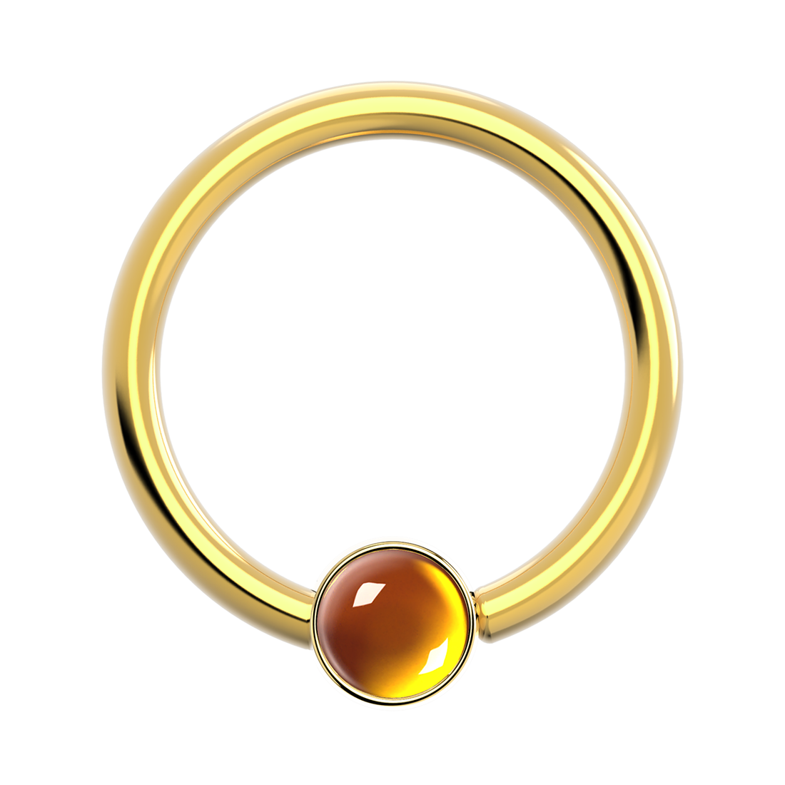 18g Gold Fixed Bezel Ring With Genuine Stone