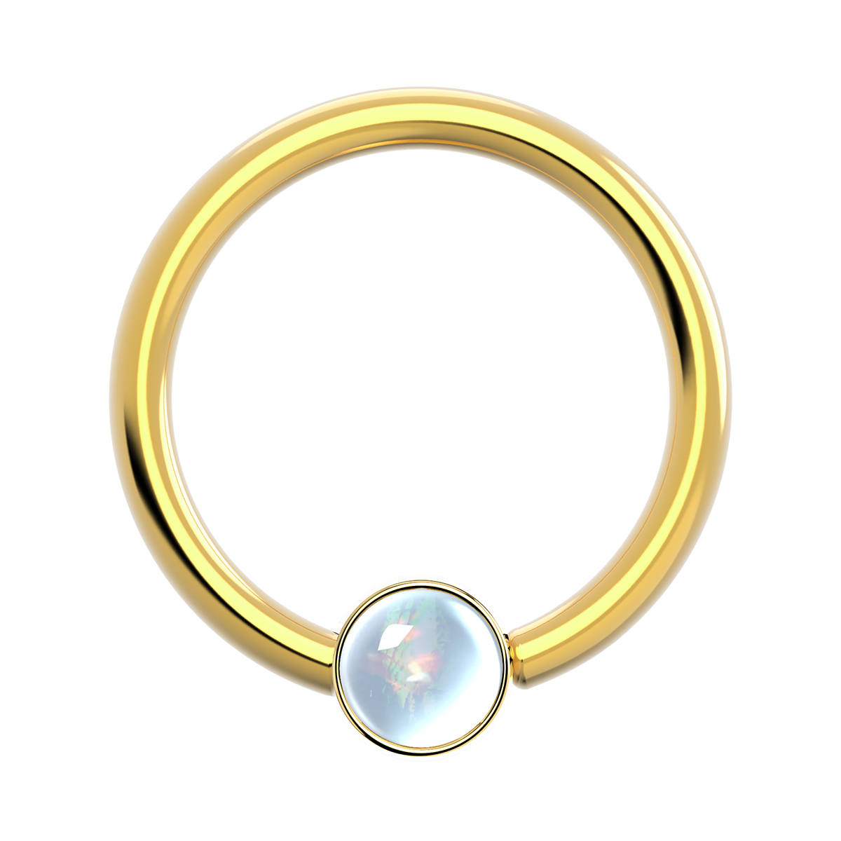 18g Gold Fixed Bezel Ring With Genuine Stone
