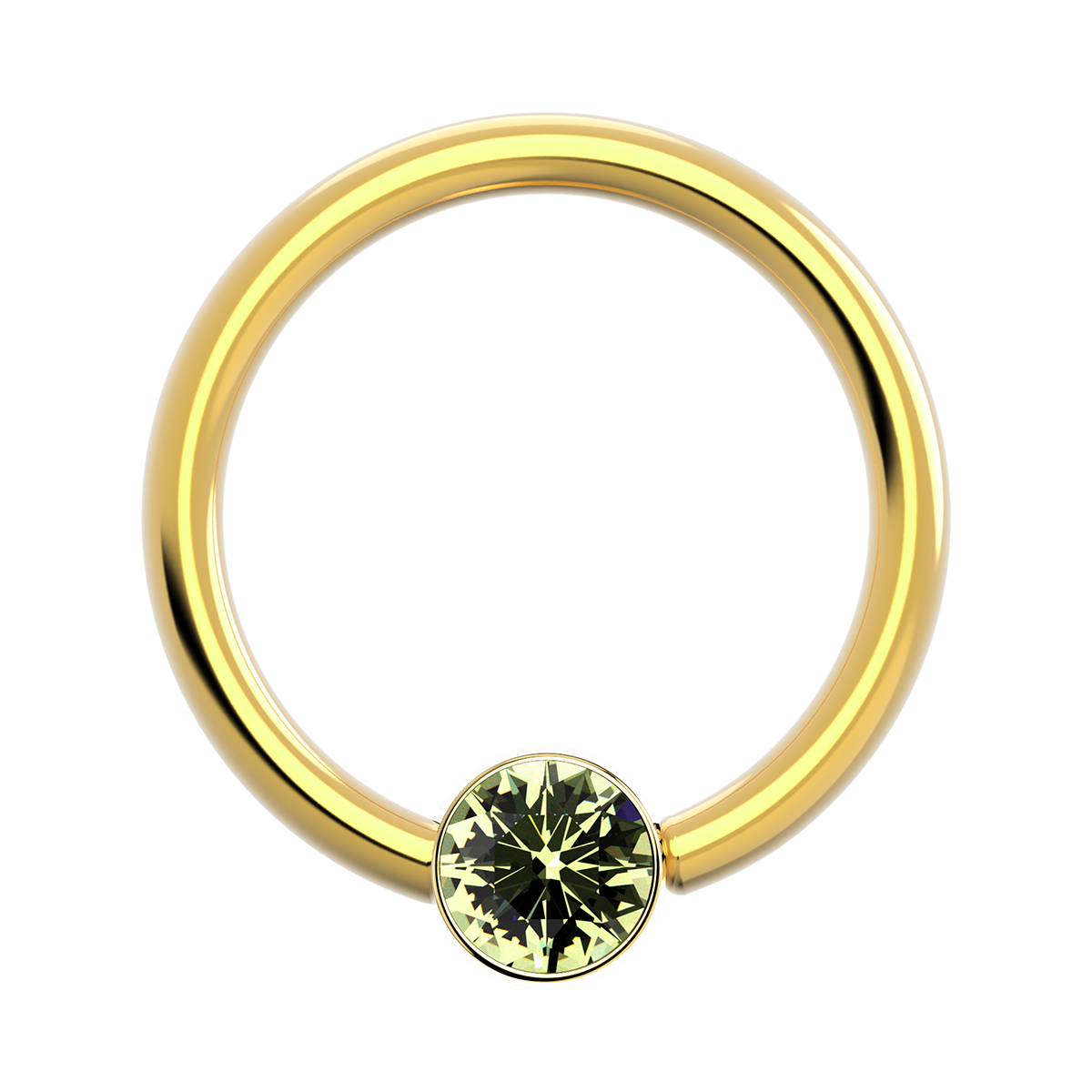 18g Gold Fixed Bezel Ring With Genuine Stone