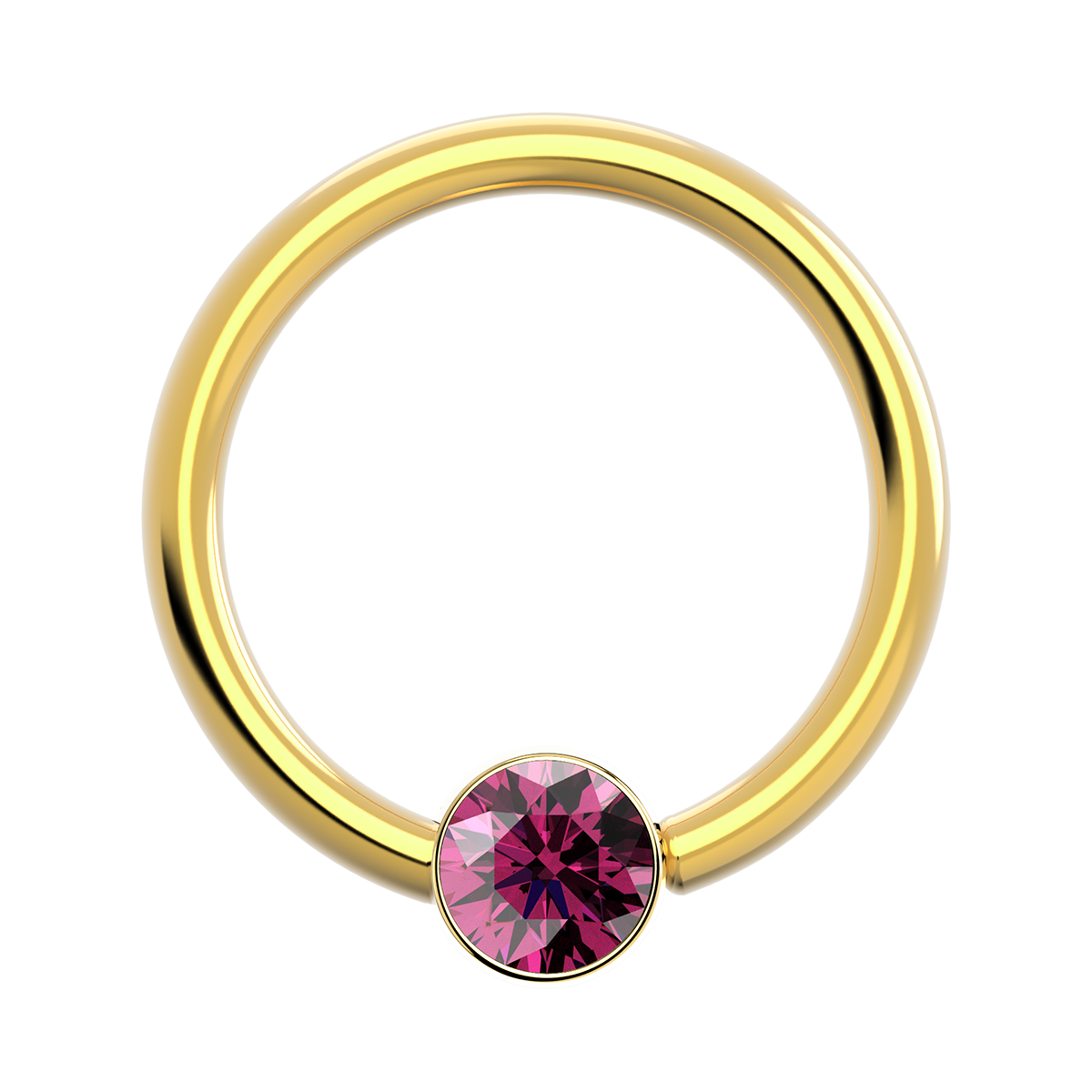 18g Gold Fixed Bezel Ring With Genuine Stone