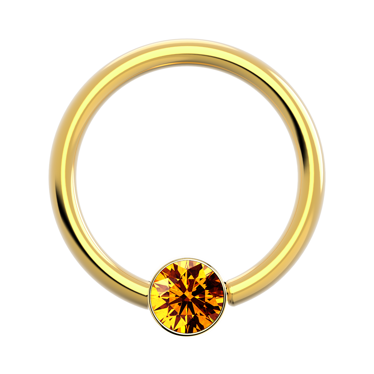 18g Gold Fixed Bezel Ring With Genuine Stone