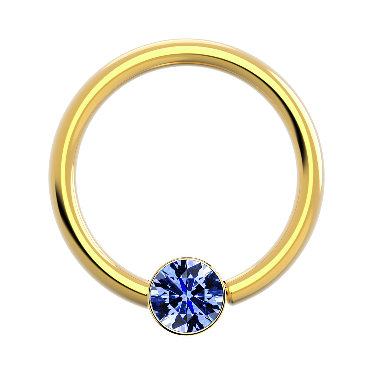 18g Gold Fixed Bezel Ring With Genuine Stone