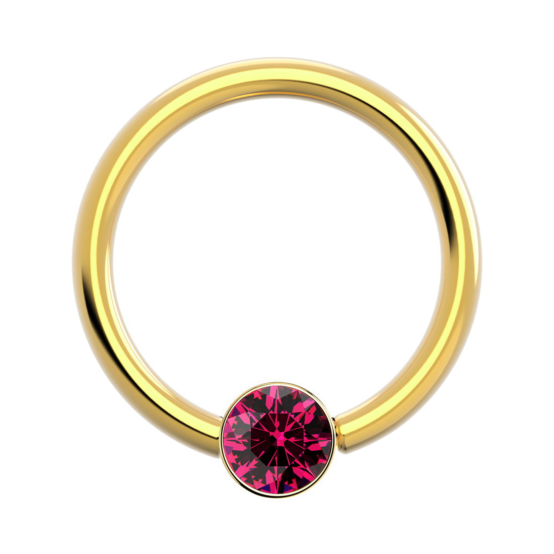 18g Gold Fixed Bezel Ring With Genuine Stone