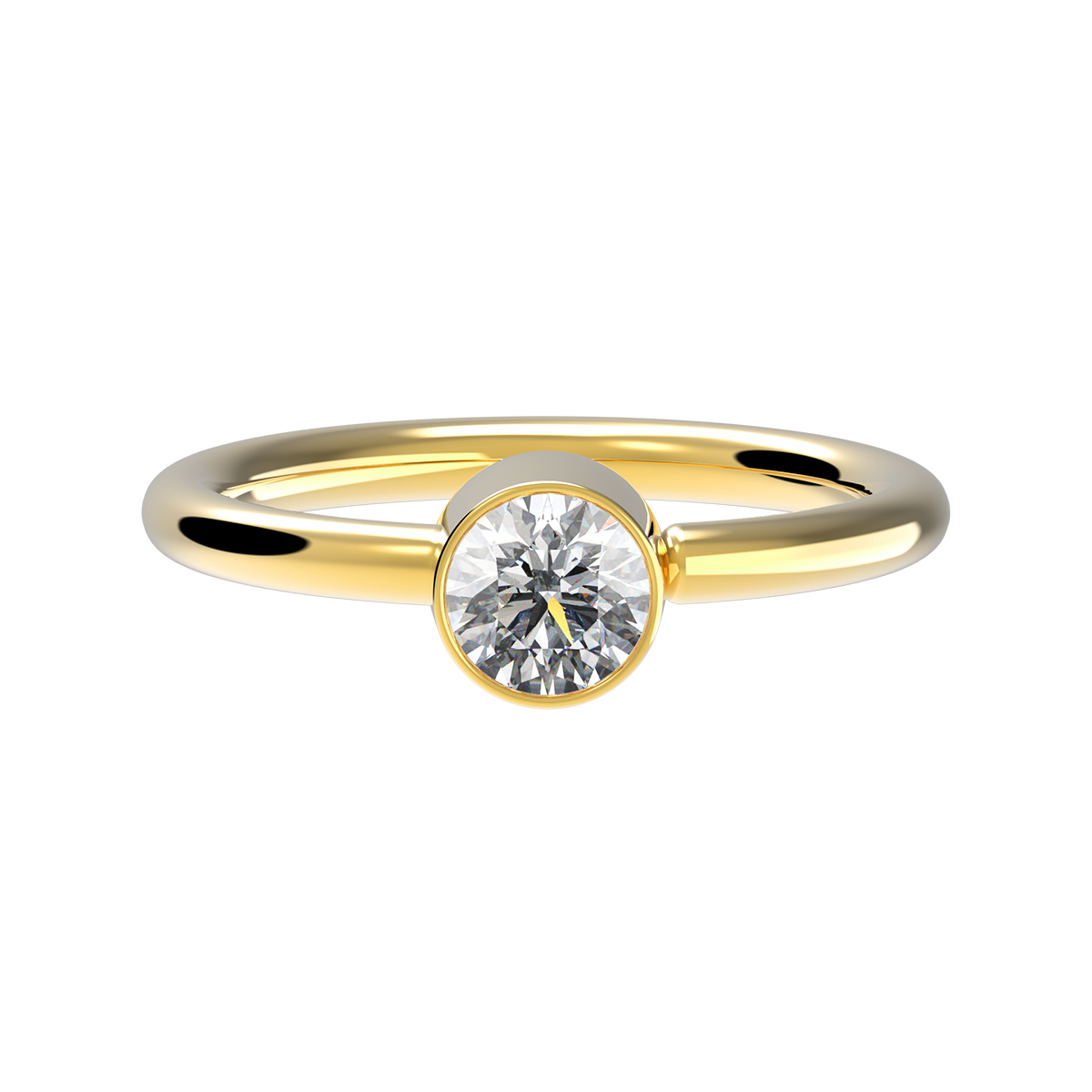 Gold Fixed Bezel Ring With CZ