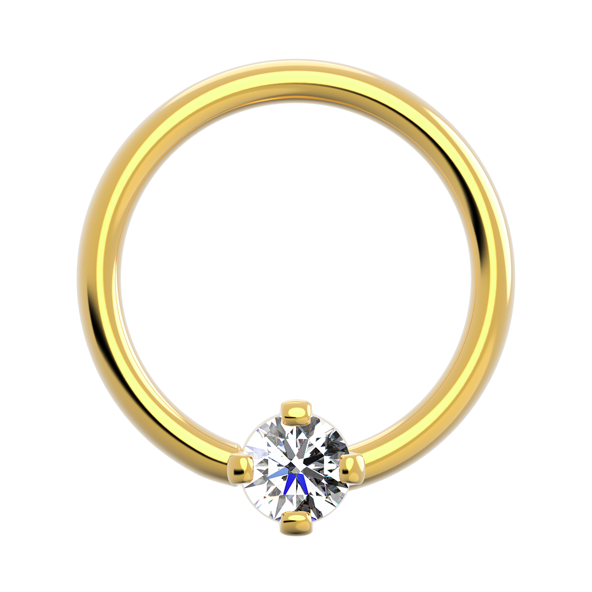 Gold Fixed Prong Ring With CZ