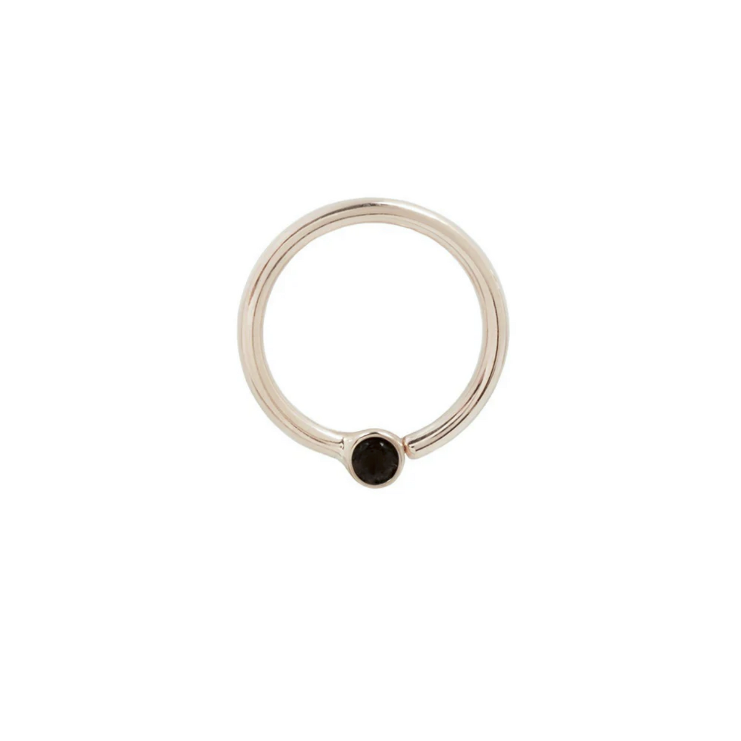 Fixed Bezel Bead Seam Ring with 2MM Black Spinel From Buddha