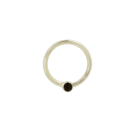 Fixed Bezel Bead Seam Ring with 2MM Black Spinel From Buddha