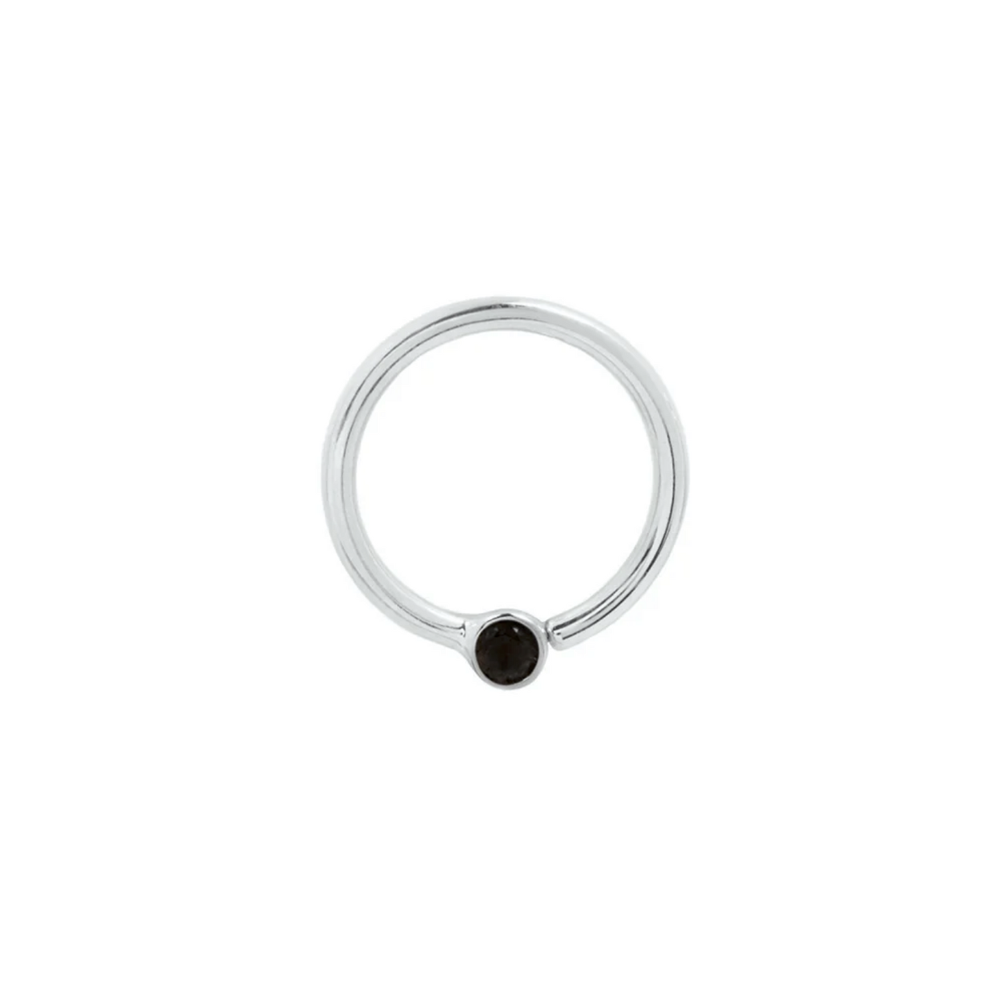 Fixed Bezel Bead Seam Ring with 2MM Black Spinel From Buddha