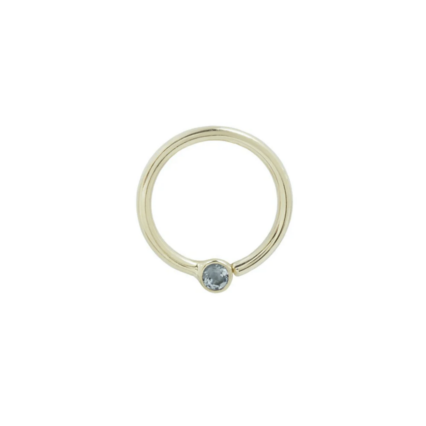 Fixed Bezel Bead Seam Ring with 2MM London Blue Topaz From Buddha