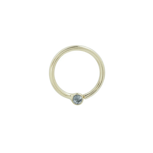 Fixed Bezel Bead Seam Ring with 2MM London Blue Topaz From Buddha