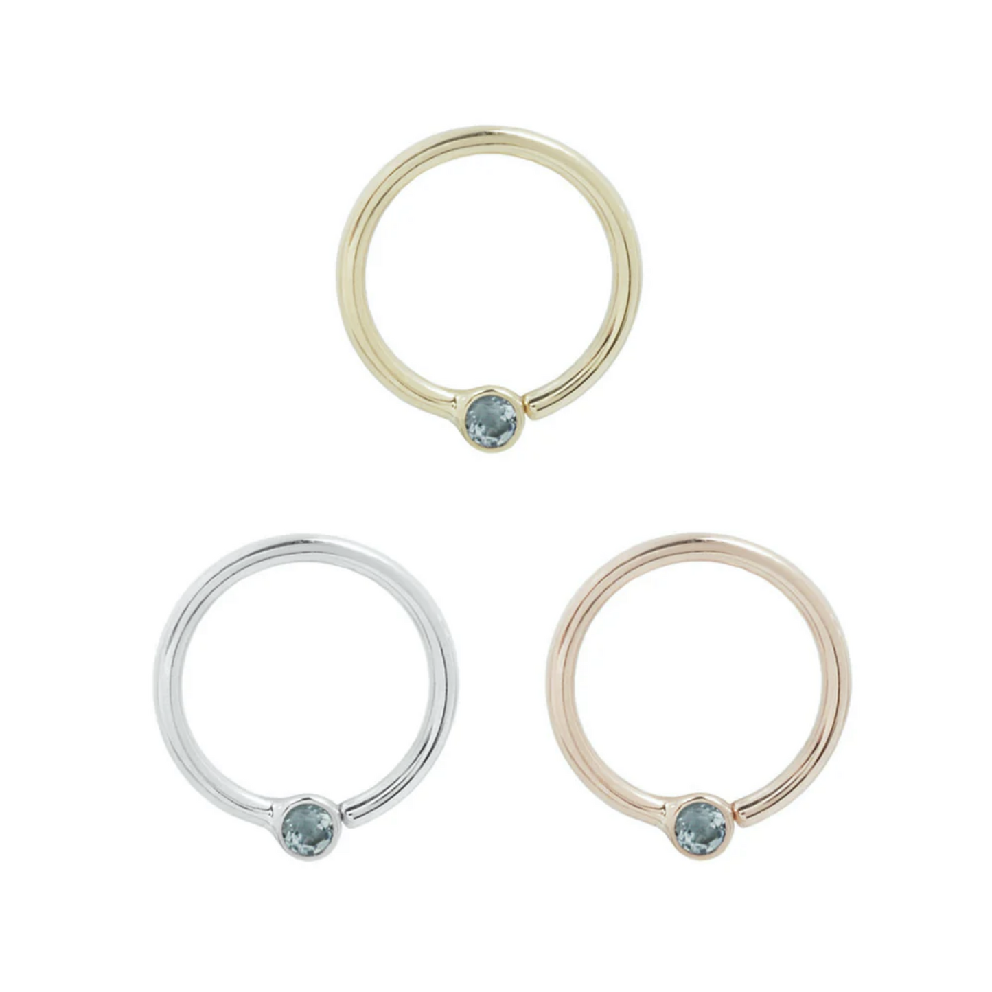 Fixed Bezel Bead Seam Ring with 2MM London Blue Topaz From Buddha