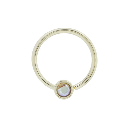 Fixed Bezel Bead Seam Ring with 3MM Mercury Mist Topaz From Buddha