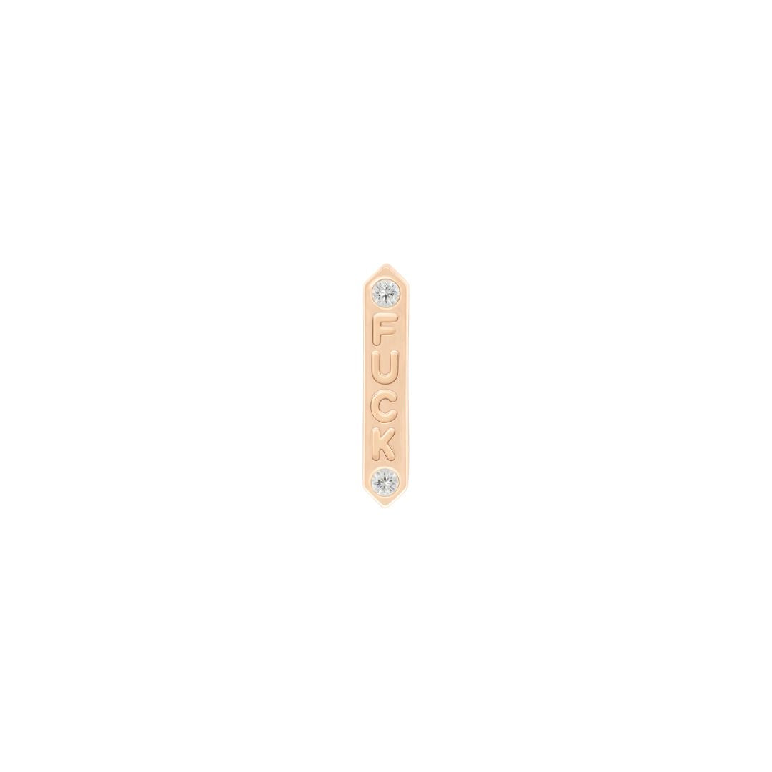 "FUCK" with Diamond - 14k Rose Gold - Buddha Jewelry
