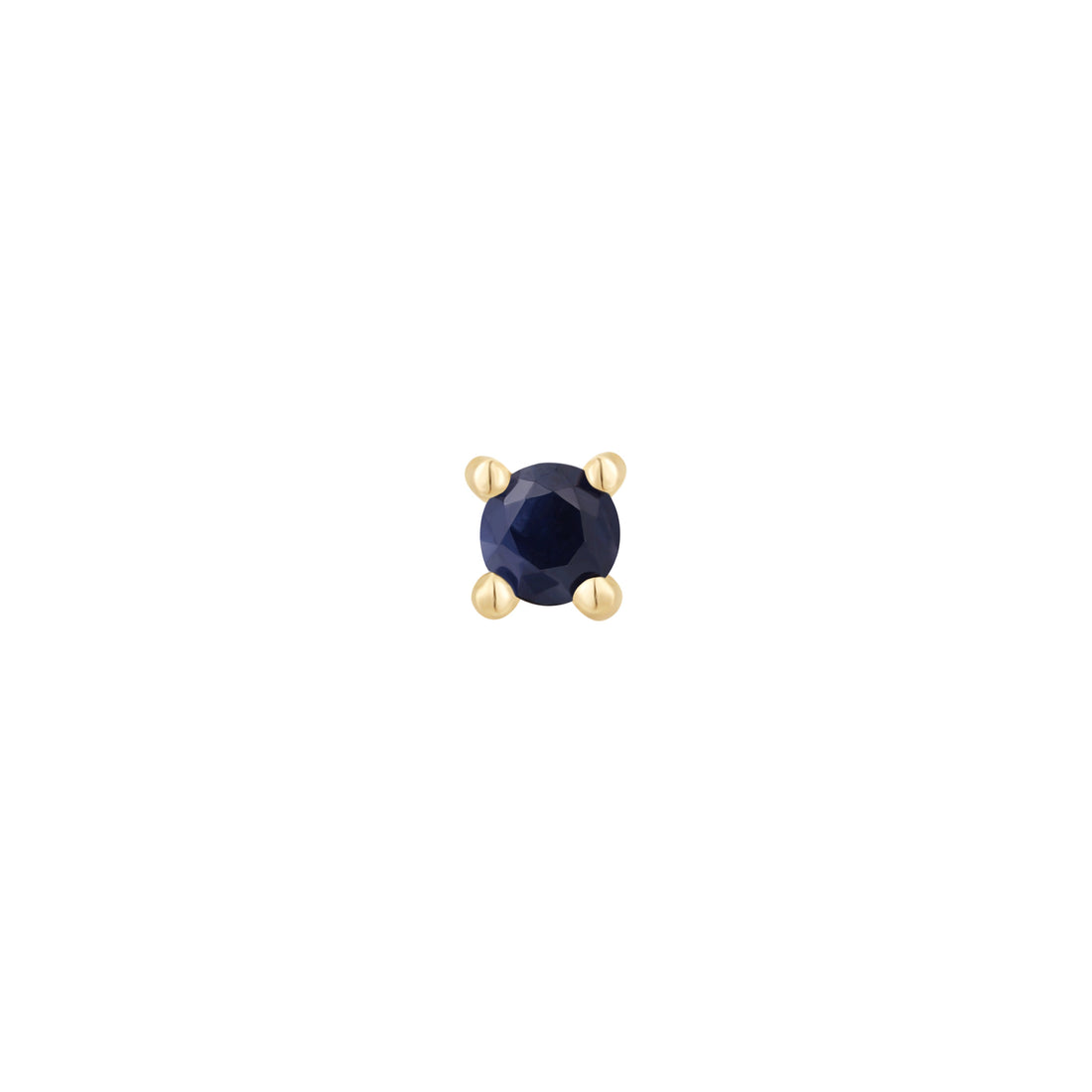 Prong Gem with Blue Sapphire - 14k Yellow Gold - Buddha Jewelry