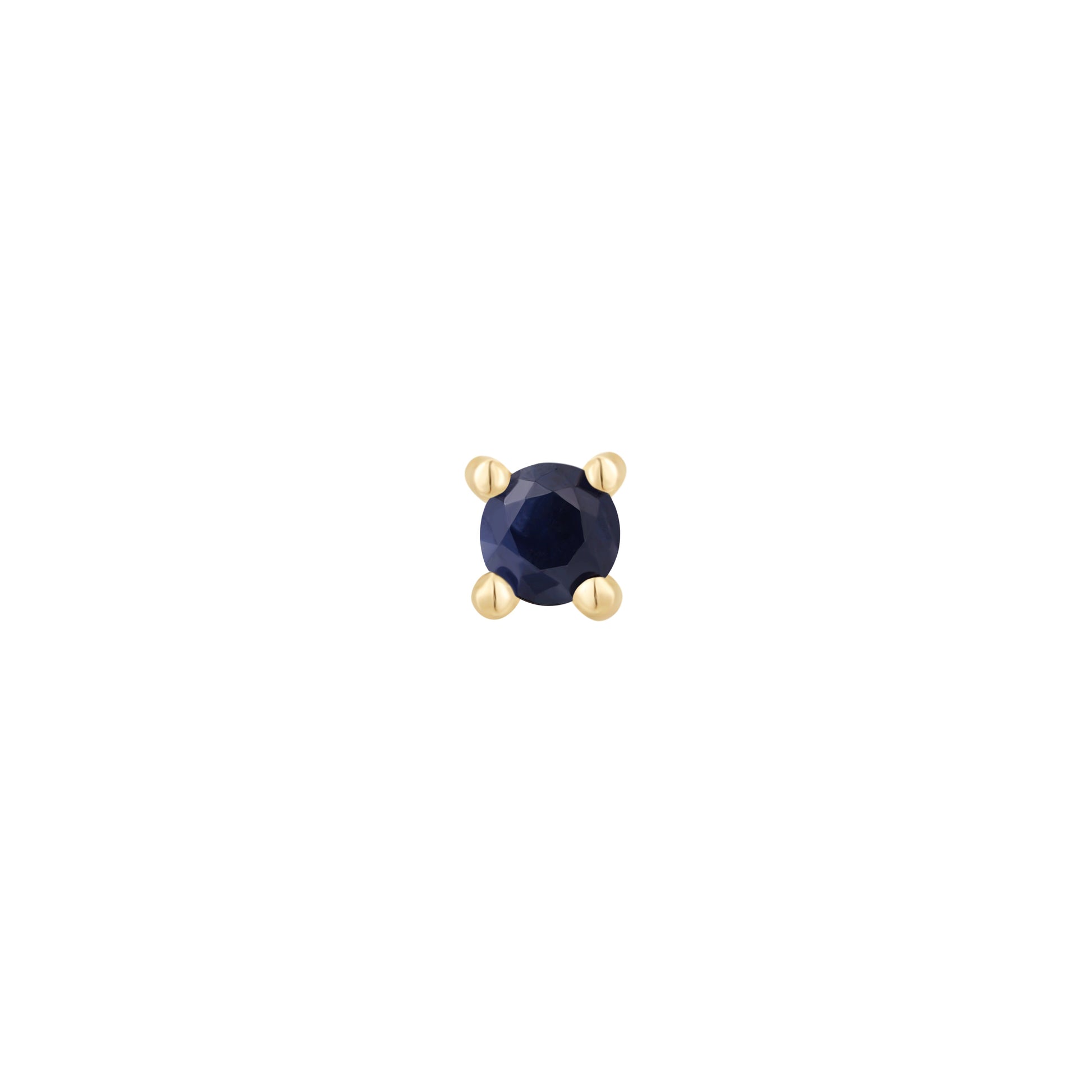 Prong Gem with Blue Sapphire - 14k Yellow Gold - Buddha Jewelry