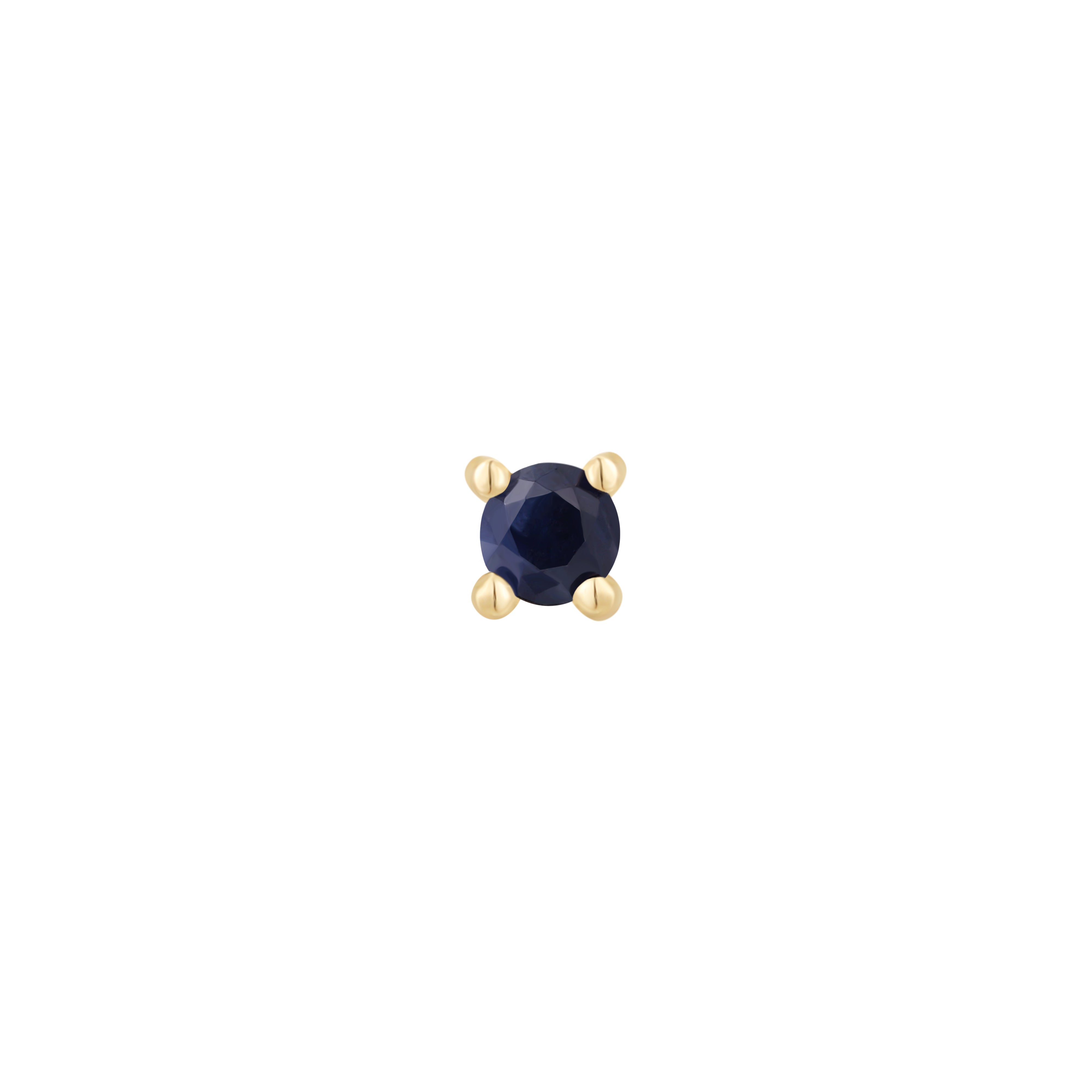Prong Gem with Blue Sapphire - 14k Yellow Gold - Buddha Jewelry
