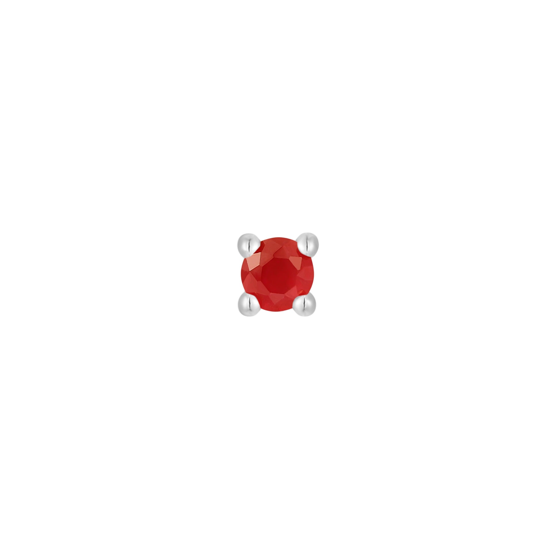 Prong Gem with Garnet - 14k White Gold - Buddha Jewelry