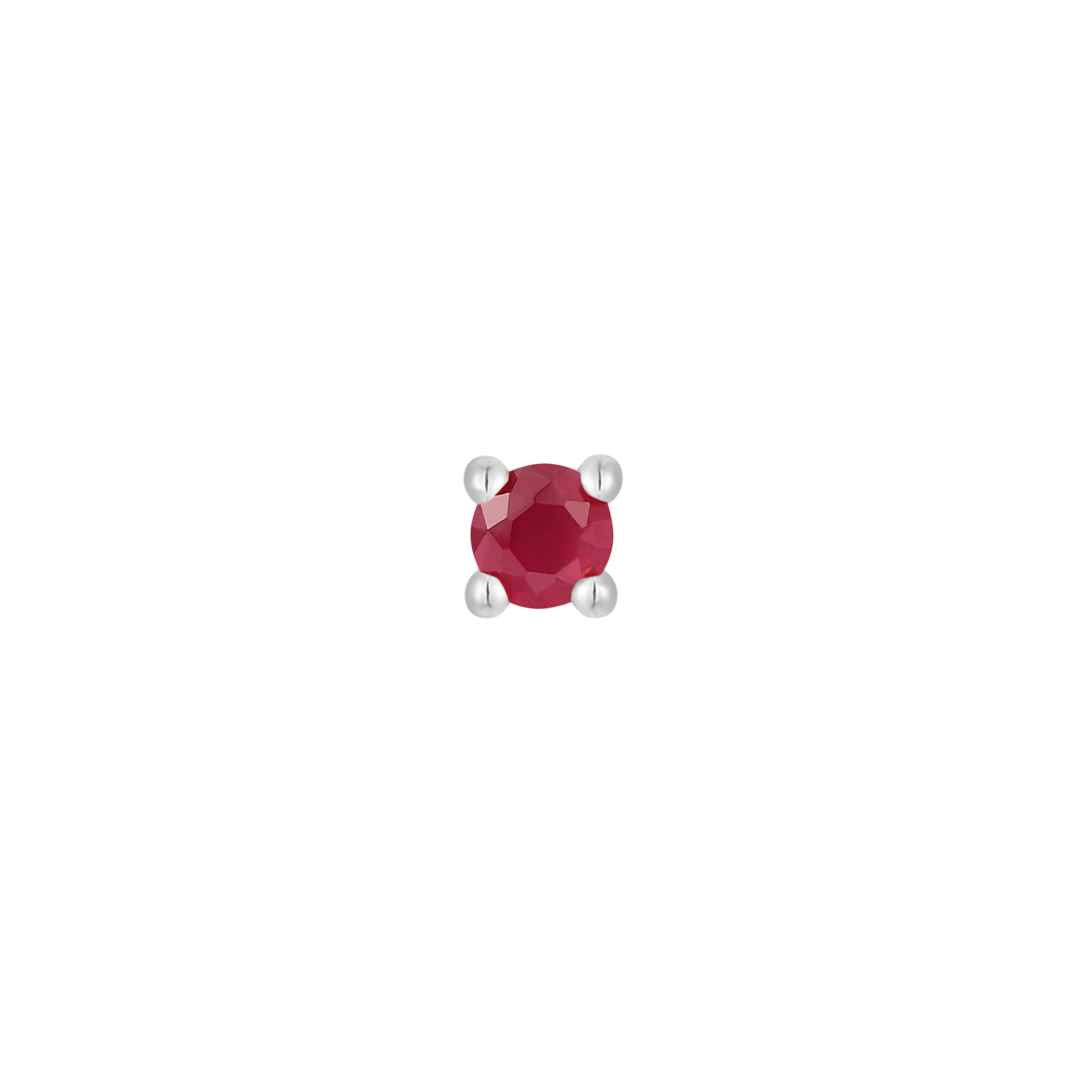 Prong Gem with Ruby - 14k White Gold - Buddha Jewelry