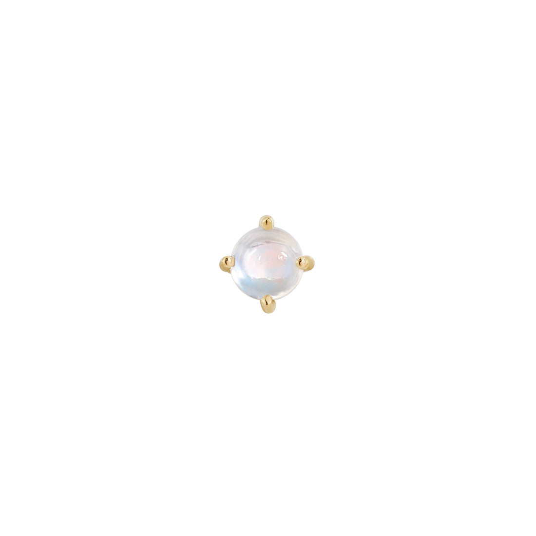 Prong Gem with Rainbow Moonstone - 14k Yellow Gold - Buddha Jewelry