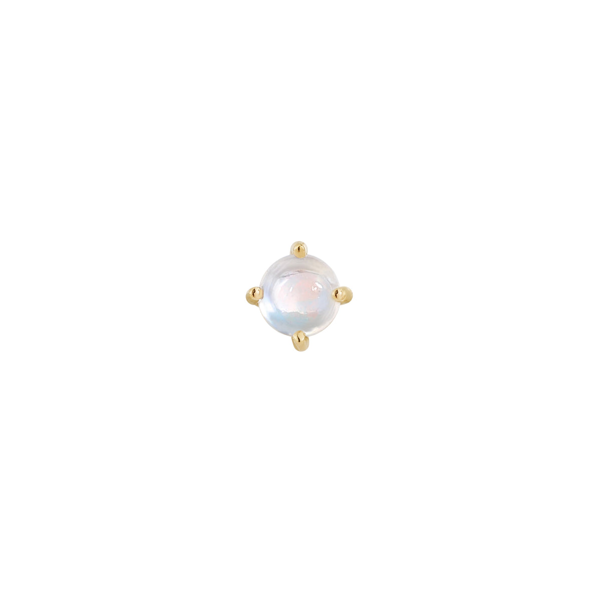 Prong Gem with Rainbow Moonstone - 14k Yellow Gold - Buddha Jewelry