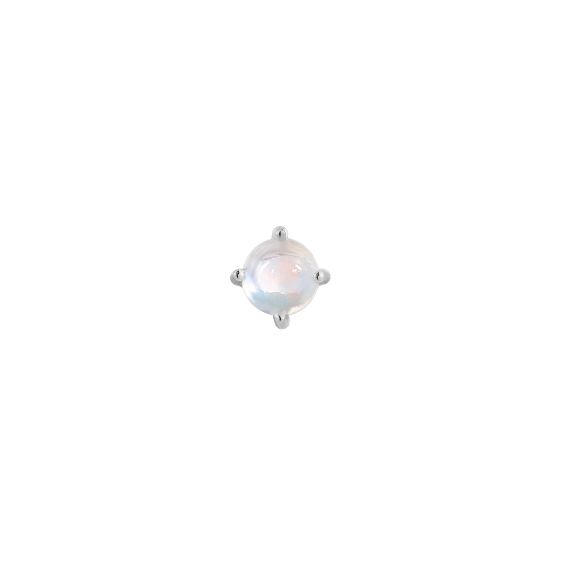 Prong Gem with Rainbow Moonstone - 14k White Gold - Buddha Jewelry