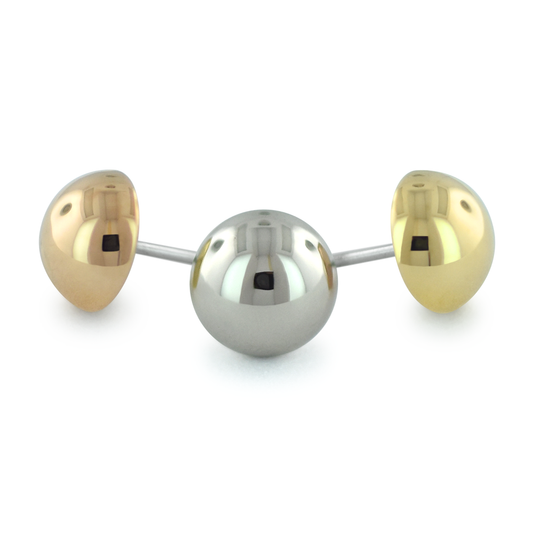 18K White Gold, Rose Gold, and Yellow Gold Dome Ends