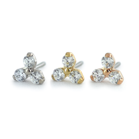 18K White Gold, Yellow Gold, and Rose Gold Trinity Gem Ends with Genuine Diamonds