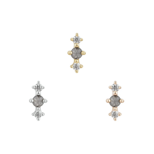 Ghostflower with Grey Diamond and CZ From Buddha