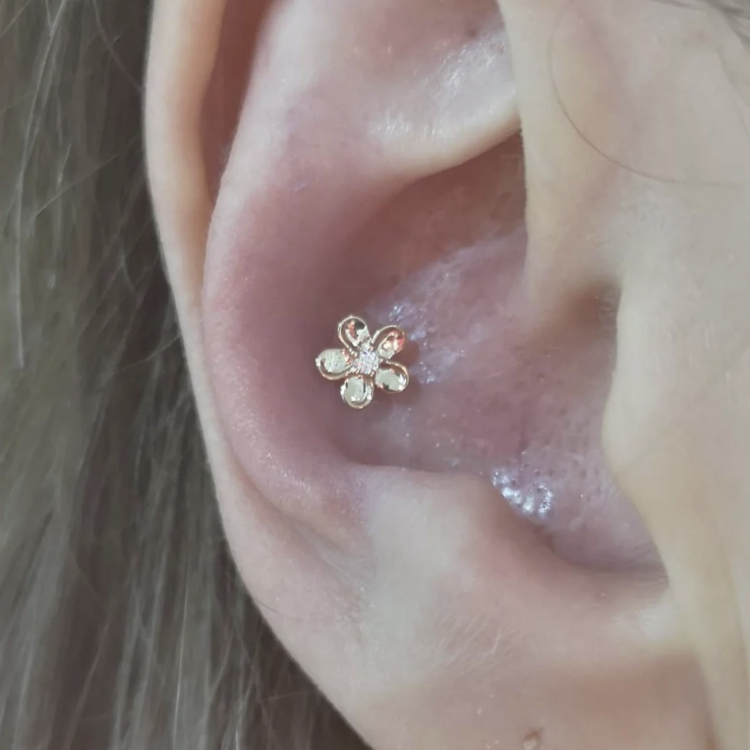 Gold CZ Flower from Junipurr