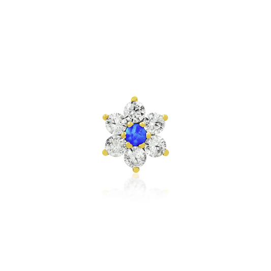 Gold Flower with CZ and Blue Opal from Junipurr