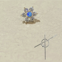 Gold Flower with CZ and Blue Opal from Junipurr (Vault) — Junipurr
