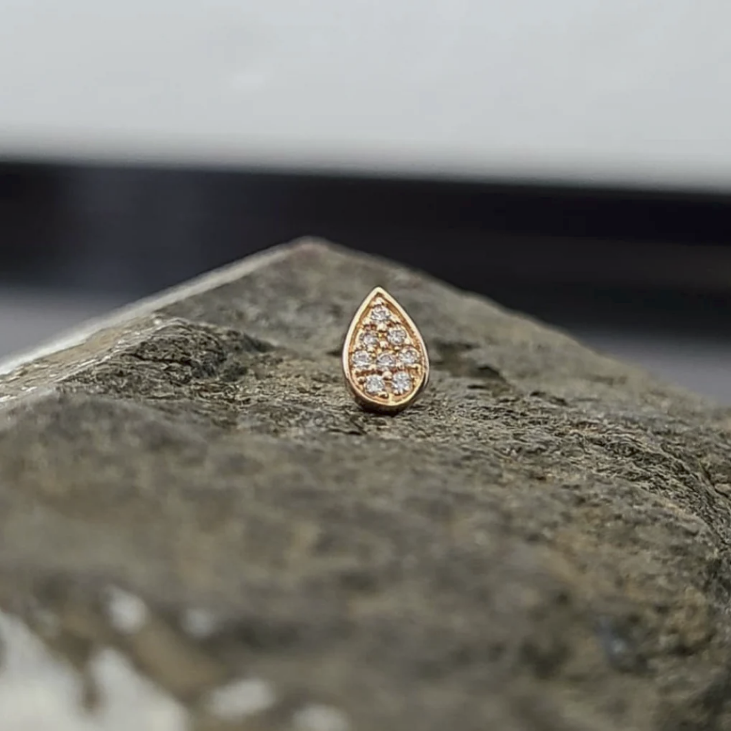 Gold Pear with CZ — Junipurr