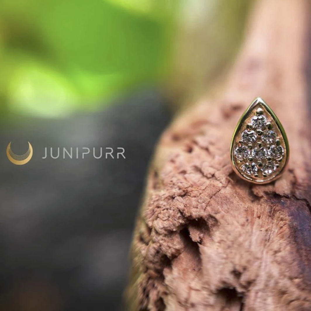 Gold Pear with CZ — Junipurr
