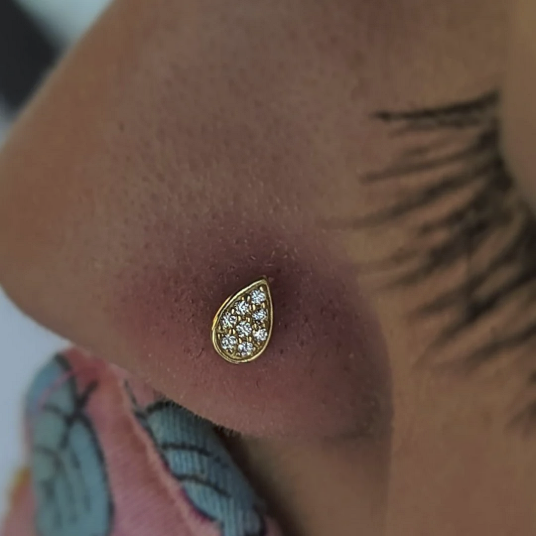 Gold Pear with CZ — Junipurr