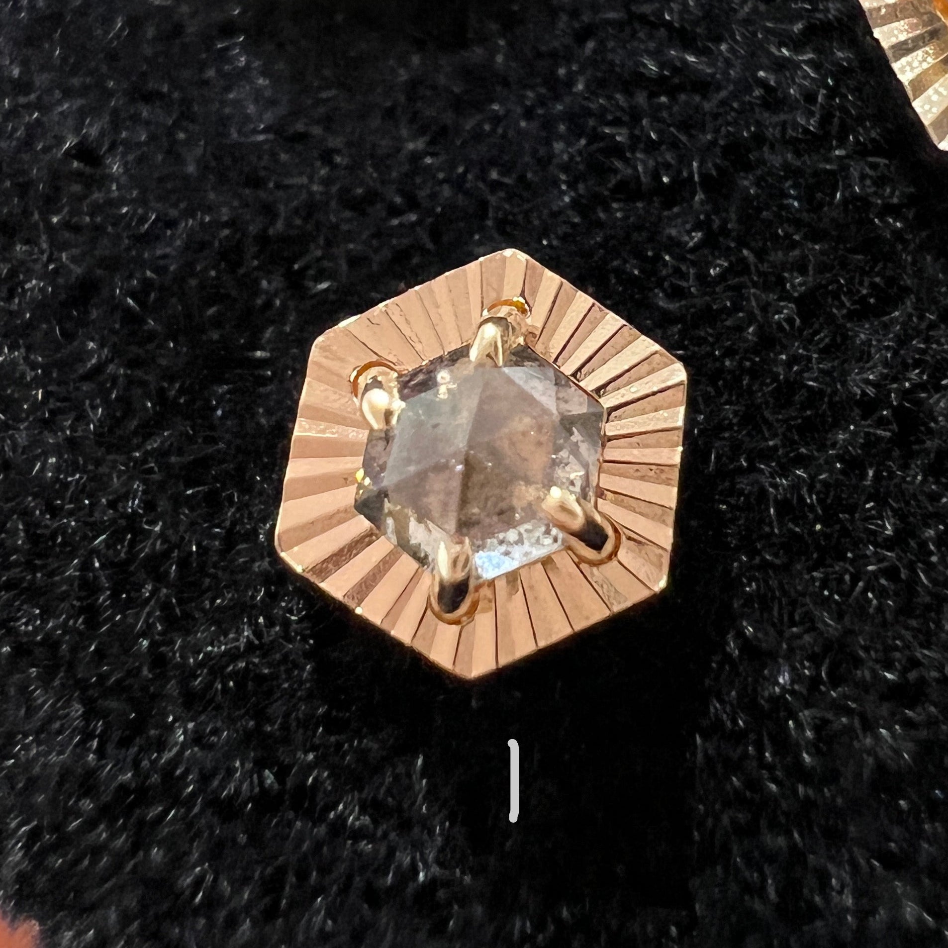 Salt and Pepper Diamond with Ray Gold Edge