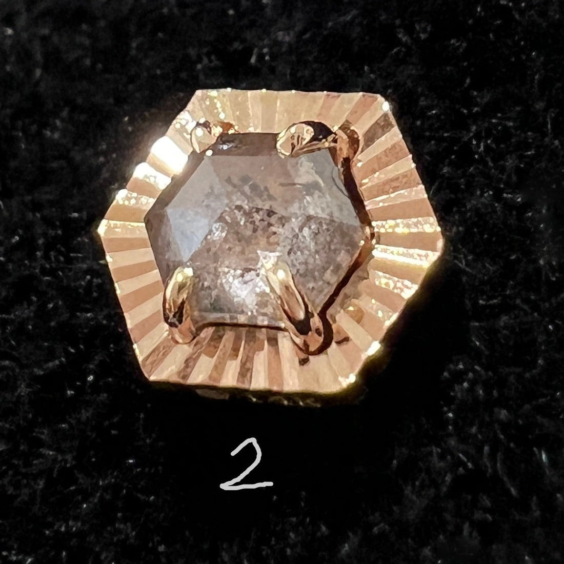Salt and Pepper Diamond with Ray Gold Edge