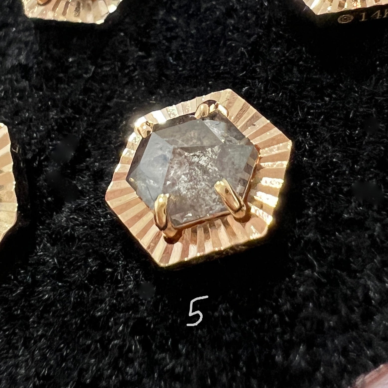 Salt and Pepper Diamond with Ray Gold Edge