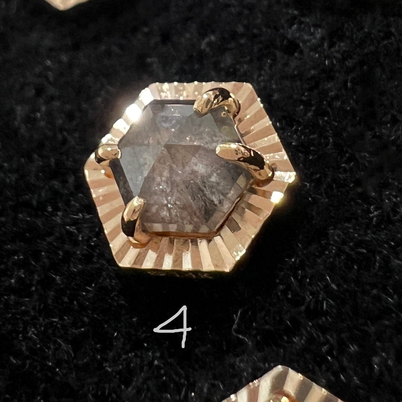 Salt and Pepper Diamond with Ray Gold Edge