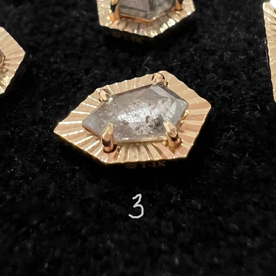 Salt and Pepper Diamond with Ray Gold Edge