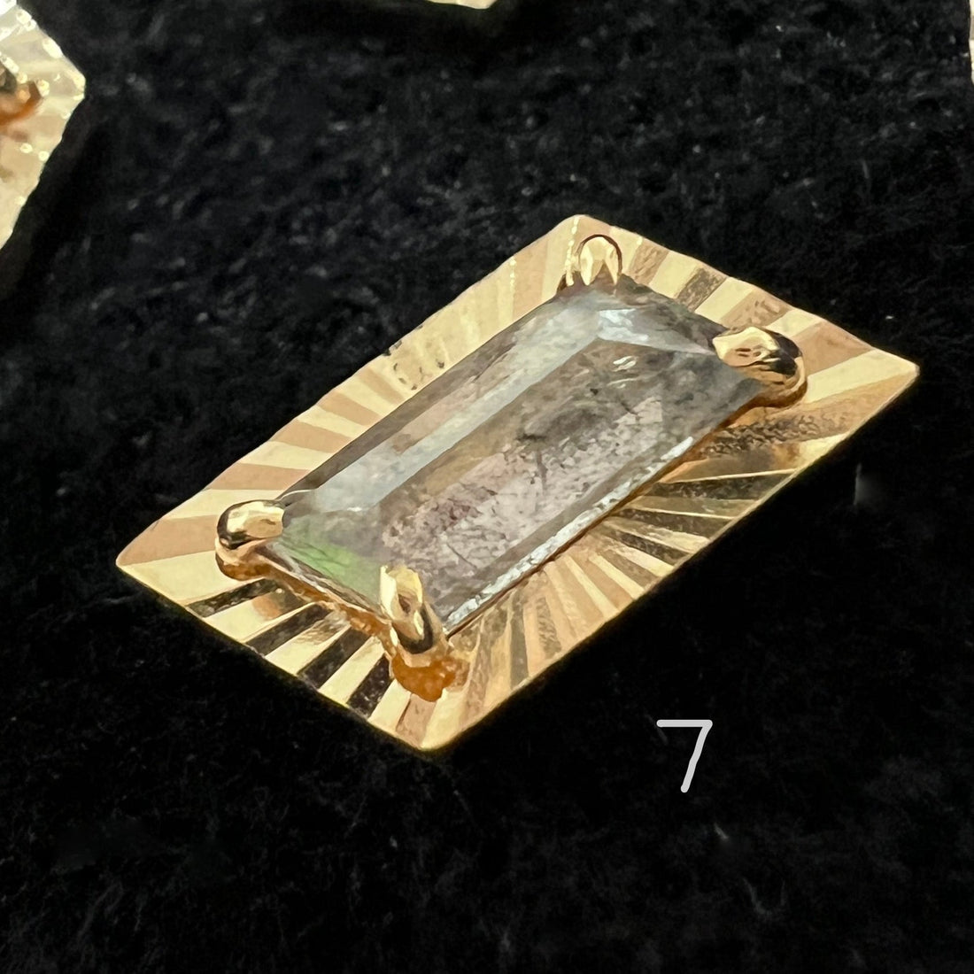 Salt and Pepper Diamond with Ray Gold Edge