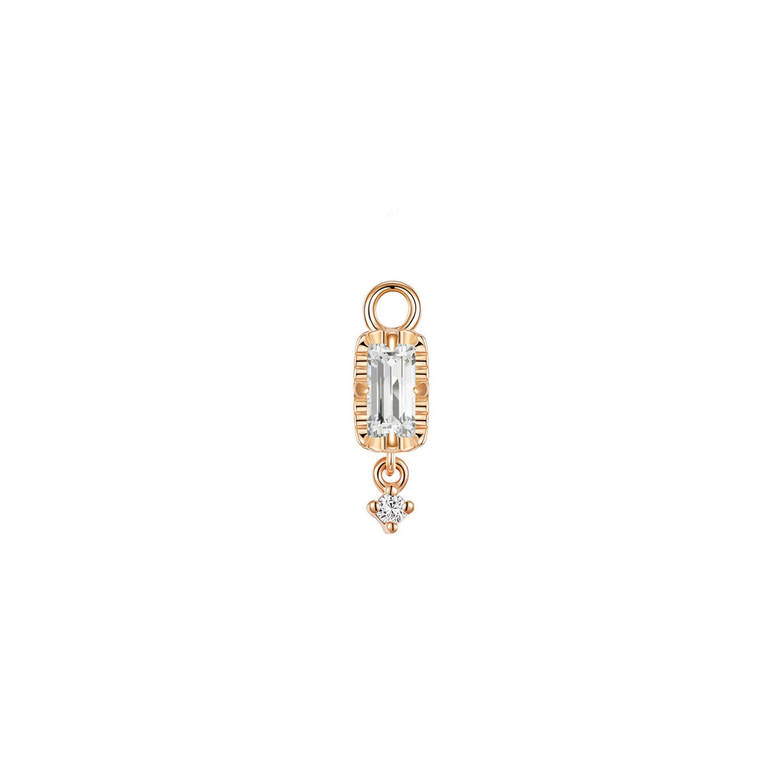 Jessie with Fluted Edge Baguette Charm - Diamond