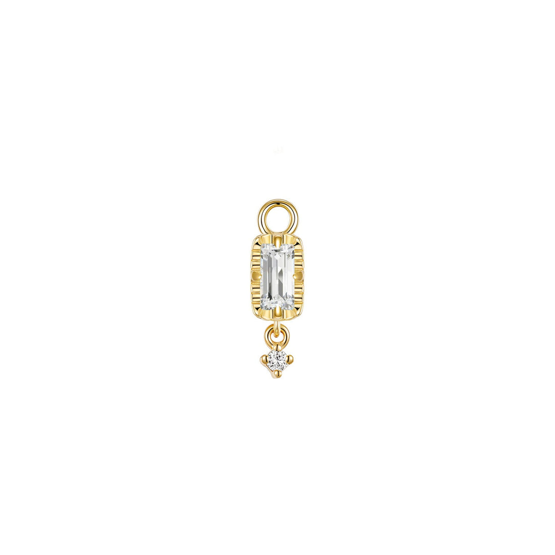 Jessie with Fluted Edge Baguette Charm - Diamond
