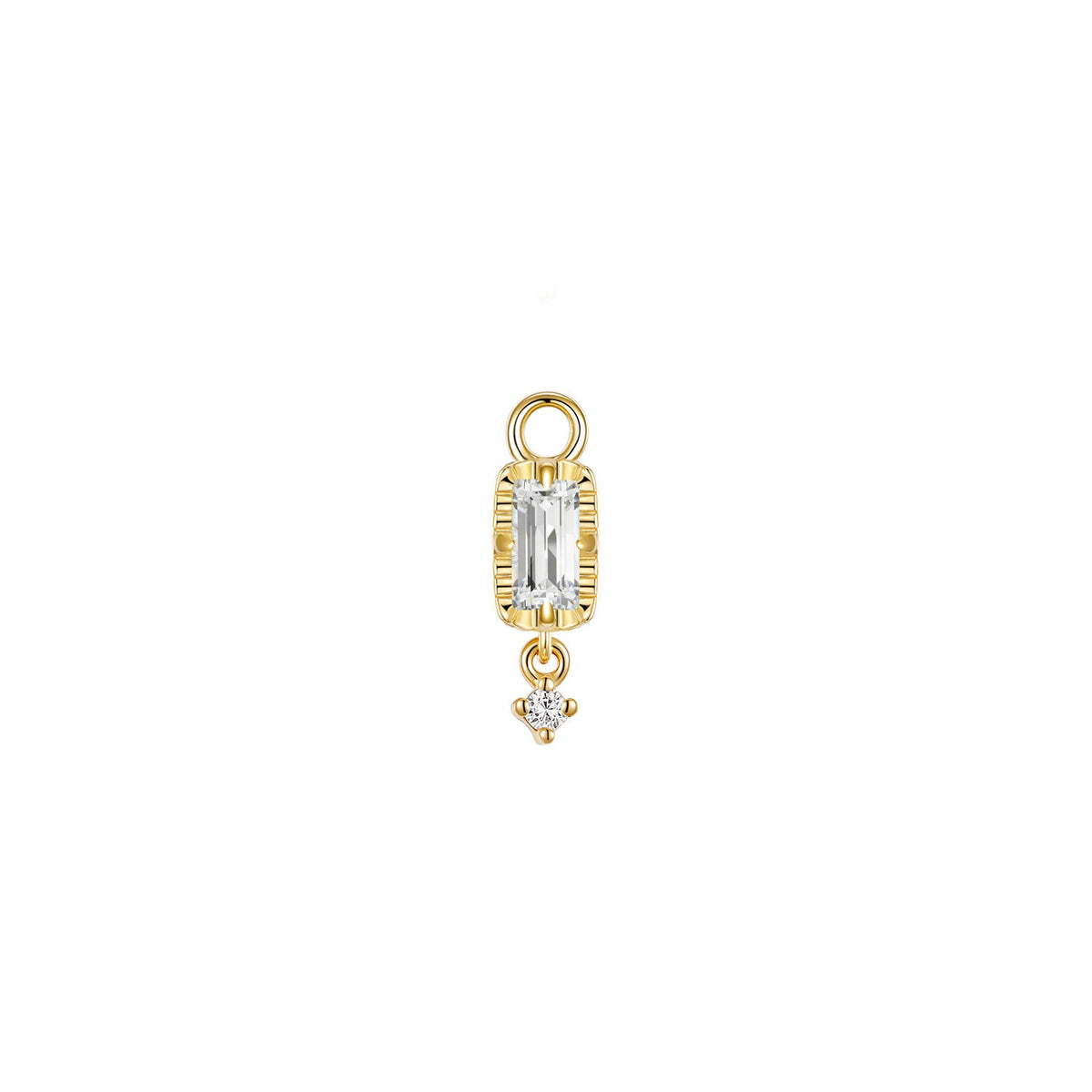 Jessie with Fluted Edge Baguette Charm - Diamond